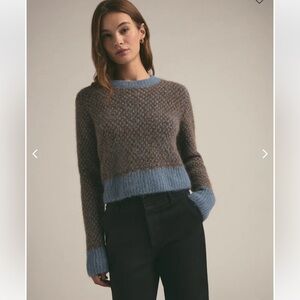 Favorite Daughter Brown and Blue Crew Neck Sweater